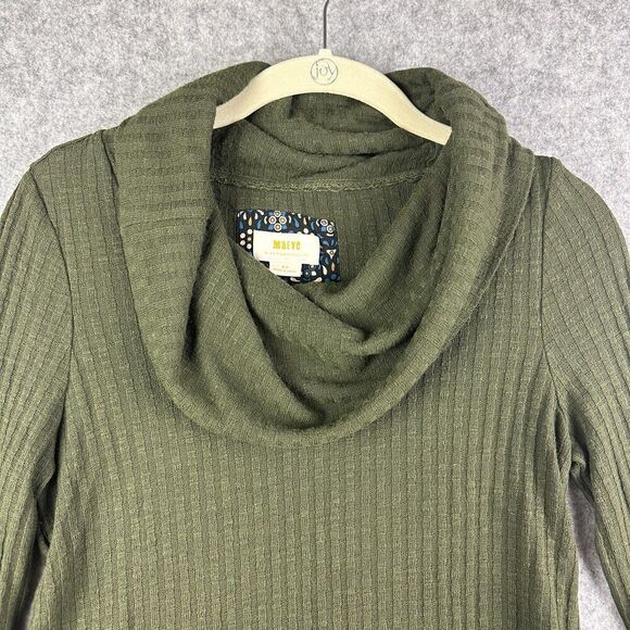 Maeve Anthropologie Winterscape Sweater Top Women S Olive Green Cowl Neck Peplum - Picture 7 of 12